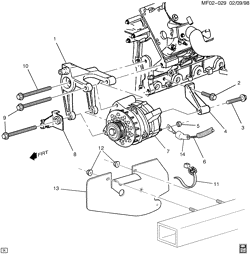 STARTER-GENERATOR-IGNITION-ELECTRICAL-LAMPS Chevrolet Camaro 1998-2002 F GENERATOR MOUNTING (LS1/5.7G)