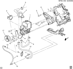 ПЕРЕДН. ПОДВЕКА, УПРАВЛ. Chevrolet Camaro 1998-2002 F STEERING PUMP LINES AND PUMP MTG (LS1/5.7G)(V12)