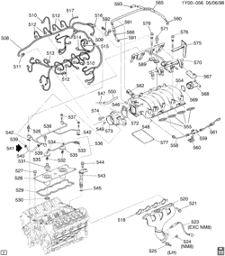 MOTOR 8 CILINDROS Chevrolet Corvette 1999-2000 Y ENGINE ASM-5.7L V8 PART 5 MANIFOLDS AND FUEL RELATED PARTS (LS1/5.7G)