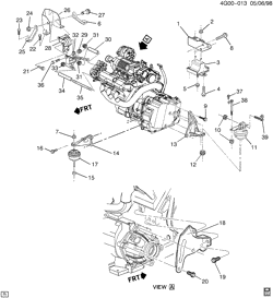 6-ЦИЛИНДРОВЫЙ ДВИГАТЕЛЬ Buick Riviera 1999-1999 G ENGINE & TRANSMISSION MOUNTING-V6 (L67/3.8-1)