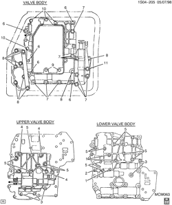 AUTOMATIC TRANSMISSION Chevrolet Prizm 1998-2002 S AUTOMATIC TRANSAXLE VALVE BODY MOUNTING(MB3)