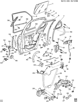 WINDSHIELD-WIPER-MIRRORS-INSTRUMENT PANEL-CONSOLE-DOORS Chevrolet Cavalier 1997-1998 J69 DOOR HARDWARE/REAR