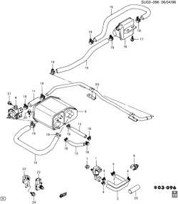 FUEL SYSTEM-EXHAUST-EMISSION SYSTEM Chevrolet Metro 1998-2001 M EMISSION CONTROLS LY8, 1.3L 4 CYL ENG, CANISTER & FILTER AT FUEL TANK