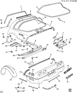 BODY MOLDINGS-SHEET METAL-REAR COMPARTMENT HARDWARE-ROOF HARDWARE Chevrolet Corvette 1990-1991 Y07 BODY/REAR OUTER(ZR1)
