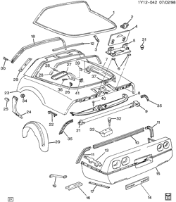 BODY MOLDINGS-SHEET METAL-REAR COMPARTMENT HARDWARE-ROOF HARDWARE Chevrolet Corvette 1992-1995 Y07 BODY/REAR (EXC (ZR1))