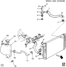 COOLING SYSTEM-GRILLE-OIL SYSTEM Buick Century 1999-2002 W HOSES & PIPES/RADIATOR (L36/3.8K)