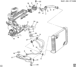 COOLING SYSTEM-GRILLE-OIL SYSTEM Chevrolet Cavalier 1996-1997 J HOSES & PIPES/RADIATOR (LN2/2.2-4)