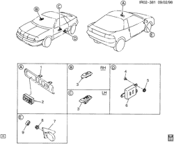 WINDSHIELD-WIPER-MIRRORS-INSTRUMENT PANEL-CONSOLE-DOORS Chevrolet Storm 1993-1993 R MODULE ASM/DOOR FRONT & POWER MIRROR