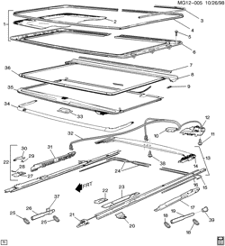BODY MOLDINGS-SHEET METAL-REAR COMPARTMENT HARDWARE-ROOF HARDWARE Buick Riviera 1995-1995 G SUNROOF