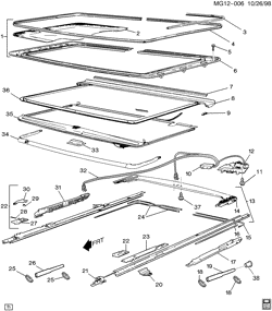 BODY MOLDINGS-SHEET METAL-REAR COMPARTMENT HARDWARE-ROOF HARDWARE Buick Riviera 1996-1999 G SUNROOF