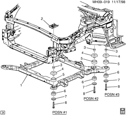 BODY MOUNTING-AIR CONDITIONING-AUDIO/ENTERTAINMENT Pontiac Bonneville 2000-2005 H BODY MOUNTING
