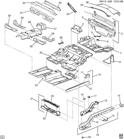 BODY MOLDINGS-SHEET METAL-REAR COMPARTMENT HARDWARE-ROOF HARDWARE Buick Lesabre 2000-2005 H SHEET METAL/BODY PART 3-UNDERBODY & REAR END