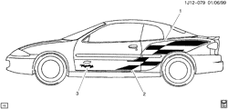 BODY MOLDINGS-SHEET METAL-REAR COMPARTMENT HARDWARE-ROOF HARDWARE Chevrolet Cavalier 1998-2000 JF67 ORNAMENTATION/BODY DECAL/STRIPE(WM2)