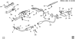 FUEL SYSTEM-EXHAUST-EMISSION SYSTEM Buick Skylark 1996-1998 N EXHAUST SYSTEM-V6 -3.1L (L82/3.1M) (SINGLE EXHAUST)