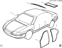 PARE-BRISE - ESSUI-GLACE - RÉTROVISEURS - TABLEAU DE BOR - CONSOLE - PORTES Chevrolet Monte Carlo 2000-2005 W19 CAOUTCHOUCS DÉTANCHÉITÉ