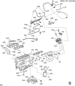 MOTOR 4 CILINDROS Chevrolet Cavalier 1999-2002 J ENGINE ASM-2.4L L4 PART 5 MANIFOLDS & FUEL RELATED PARTS (LD9/2.4T)