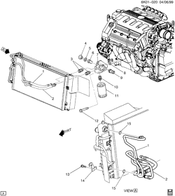COOLING SYSTEM-GRILLE-OIL SYSTEM Cadillac Hearse/Limousine 1998-2002 KY ENGINE OIL COOLER LINES (L37/4.6-9)(V03)