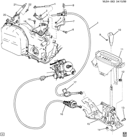 4-СКОРОСТНАЯ МЕХАНИЧЕСКАЯ КОРОБКА ПЕРЕДАЧ Chevrolet Cavalier 2000-2001 J SHIFT CONTROL/AUTOMATIC TRANSMISSION (MD9)