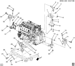 8-CYLINDER ENGINE Cadillac Hearse/Limousine 2000-2005 K ENGINE & TRANSMISSION MOUNTING-V8