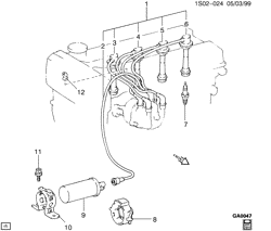 STARTER-GENERATOR-IGNITION-ELECTRICAL-LAMPS Chevrolet Nova 1988-1988 S SPARK PLUG WIRING (1.6-5)(LW0)