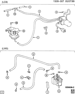 КРЕПЛЕНИЕ КУЗОВА-КОНДИЦИОНЕР-АУДИОСИСТЕМА Chevrolet Nova 1985-1988 S A/C VACUUM HOSE SYSTEM & IDLE AIR CONTROL VALVE(C60)