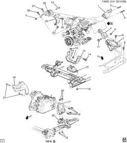 6-CYLINDER ENGINE Chevrolet Impala 2000-2005 W19-27 ENGINE & TRANSMISSION MOUNTING (L36/3.8K)