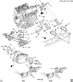 6-ЦИЛИНДРОВЫЙ ДВИГАТЕЛЬ Chevrolet Monte Carlo 2000-2005 W19-27 ENGINE & TRANSMISSION MOUNTING (LA1/3.4E)