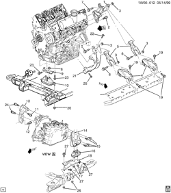 6-CYLINDER ENGINE Chevrolet Lumina 2000-2001 W69 ENGINE & TRANSMISSION MOUNTING (LG8/3.1J)