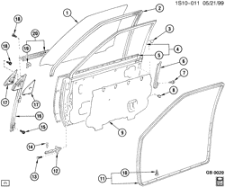 WINDSHIELD-WIPER-MIRRORS-INSTRUMENT PANEL-CONSOLE-DOORS Chevrolet Nova 1985-1988 S DOOR, WEATHERSTRIP & GLASS/FRONT
