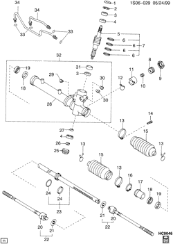 SUSPENSIÓN DELANTERA-DIRECCIÓN Chevrolet Prizm 1989-1992 S STEERING ASM/RACK & PINION PART 2-POWER(N41)