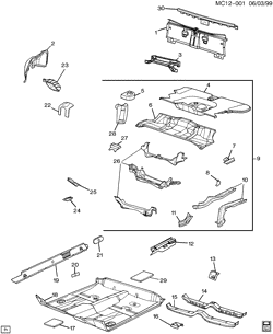 BODY MOLDINGS-SHEET METAL-REAR COMPARTMENT HARDWARE-ROOF HARDWARE Buick Park Avenue 1992-1996 C SHEET METAL/BODY-UNDERBODY & REAR END