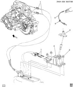 4-СКОРОСТНАЯ МЕХАНИЧЕСКАЯ КОРОБКА ПЕРЕДАЧ Pontiac Grand Am 2000-2004 N SHIFT CONTROLS/MANUAL TRANSMISSION-5 SPEED(M86)