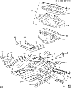 BODY MOLDINGS-SHEET METAL-REAR COMPARTMENT HARDWARE-ROOF HARDWARE Buick Riviera 1997-1997 G SHEET METAL/BODY PART 4 UNDERBODY & REAR END