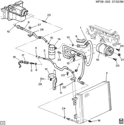BODY MOUNTING-AIR CONDITIONING-AUDIO/ENTERTAINMENT Chevrolet Camaro 1995-1997 F A/C REFRIGERATION SYSTEM (L36/3.8K)(C60)