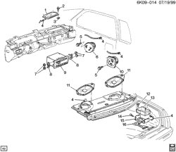 BODY MOUNTING-AIR CONDITIONING-AUDIO/ENTERTAINMENT Cadillac Seville 1998-1999 KD AUDIO SYSTEM