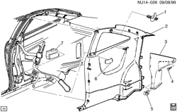 INTERIOR TRIM-FRONT SEAT TRIM-SEAT BELTS Chevrolet Cavalier 1999-2002 J37 TRIM/QUARTER