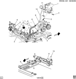 FRONT SUSPENSION-STEERING Chevrolet Monte Carlo 2000-2005 W19-27 STEERING PUMP LINES (LA1/3.4E)