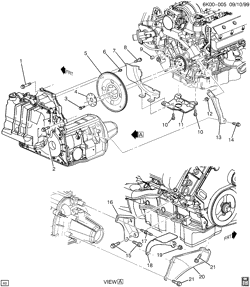 8-CYLINDER ENGINE Cadillac Hearse/Limousine 2000-2005 K ENGINE TO TRANSMISSION MOUNTING