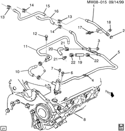 FRONT END SHEET METAL-HEATER-VEHICLE MAINTENANCE Buick Regal 2000-2004 W HOSES & PIPES/HEATER (LG8/3.1J)