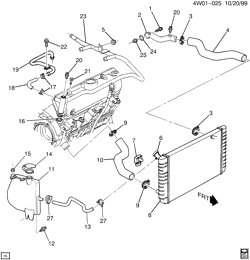 COOLING SYSTEM-GRILLE-OIL SYSTEM Buick Regal 2000-2004 W HOSES & PIPES/RADIATOR (LG8/3.1J)