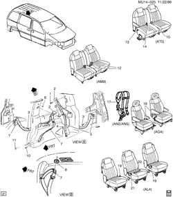 INTERIOR TRIM-FRONT SEAT TRIM-SEAT BELTS Pontiac Montana APV 2000-2000 U SEAT BELTS/REAR (AN2/AN5,AL4,AM9,AQ4,AT5)