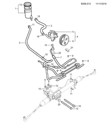 FRONT SUSPENSION-STEERING Chevrolet Colorado (Thailand) Ext CAB / 2WD / 4 WD 2012-2017 2L,2S03-06-43-53 STEERING PUMP RESERVOIR & HYDRAULIC LINES (LVN,LKH,LWH,LWN,LP2)