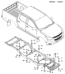 КРЕПЛЕНИЕ КУЗОВА-КОНДИЦИОНЕР-КОМБИНАЦИЯ ПРИБОРОВ Chevrolet S10 - Crew Cab (New Model) 2012-2017 2L43 BODY MOUNTING (CREW CAB