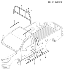 BODY MOLDINGS-SHEET METAL-REAR COMPARTMENT HARDWARE-ROOF HARDWARE Chevrolet Colorado (Thailand) Reg CAB /2WD /4WD 2012-2017 2L,2S03 MOLDINGS/BODY REGULAR CAB