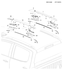 MOLDURAS DE LA CARROCERÍA-LÁMINA DE METAL-HARDWARE DEL COMPARTIMIENTO TRASERO-HARDWARE DEL TECHO Chevrolet S10 - Crew Cab (New Model) 2012-2017 2L43 ANAQ TECHO (VGA)