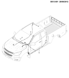 ЭЛЕКТРОПРОВОДКА КУЗОВА-ПАНЕЛЬ КРЫШИ Chevrolet S10 - Crew Cab (New Model) 2012-2017 2L03-43 WIRING HARNESS/BODY
