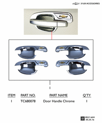 ACCESSOIRES Chevrolet Trailblazer (RYG) 2013-2016 2S06 DOOR HANDLE PKG (CHROME)