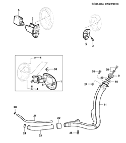 FUEL SYSTEM - EXHAUST - EMISSION SYSTEM Chevrolet Agile 2010-2010 CG,CH,CJ48 FUEL TANK FILLER PIPES & HOSES