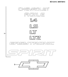 BODY MOLDINGS-SHEET METAL-REAR COMPARTMENT HARDWARE-ROOF HARDWARE Chevrolet Agile 2010-2010 CG,CH,CJ48 DECALS/BODY