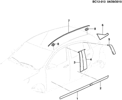 BODY MOLDINGS-SHEET METAL-REAR COMPARTMENT HARDWARE-ROOF HARDWARE Chevrolet Agile 2011-2013 CG,CH,CI48 MOLDINGS/BODY